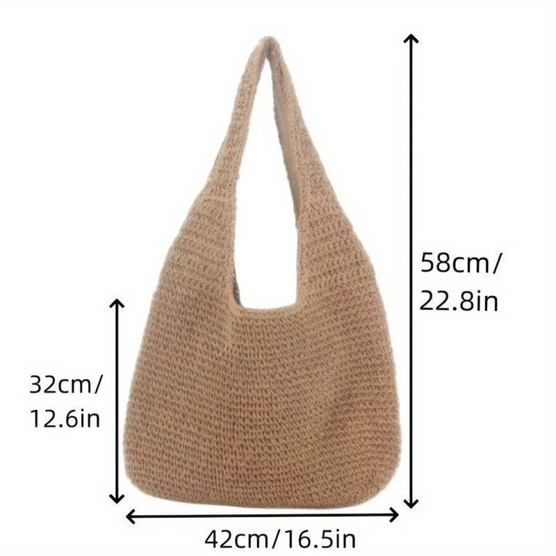 Straw Woven Beach Shoulder Bag - Classic Design
