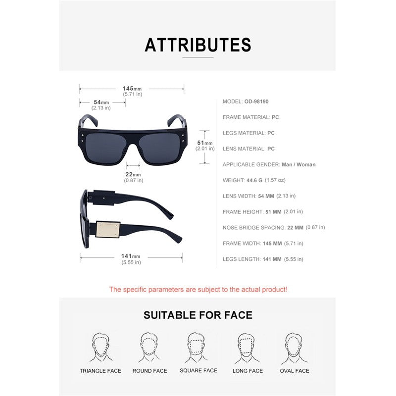 Unisex UV400 Full Square Frame Fashion Sun Protection Eyewear Sunglasses
