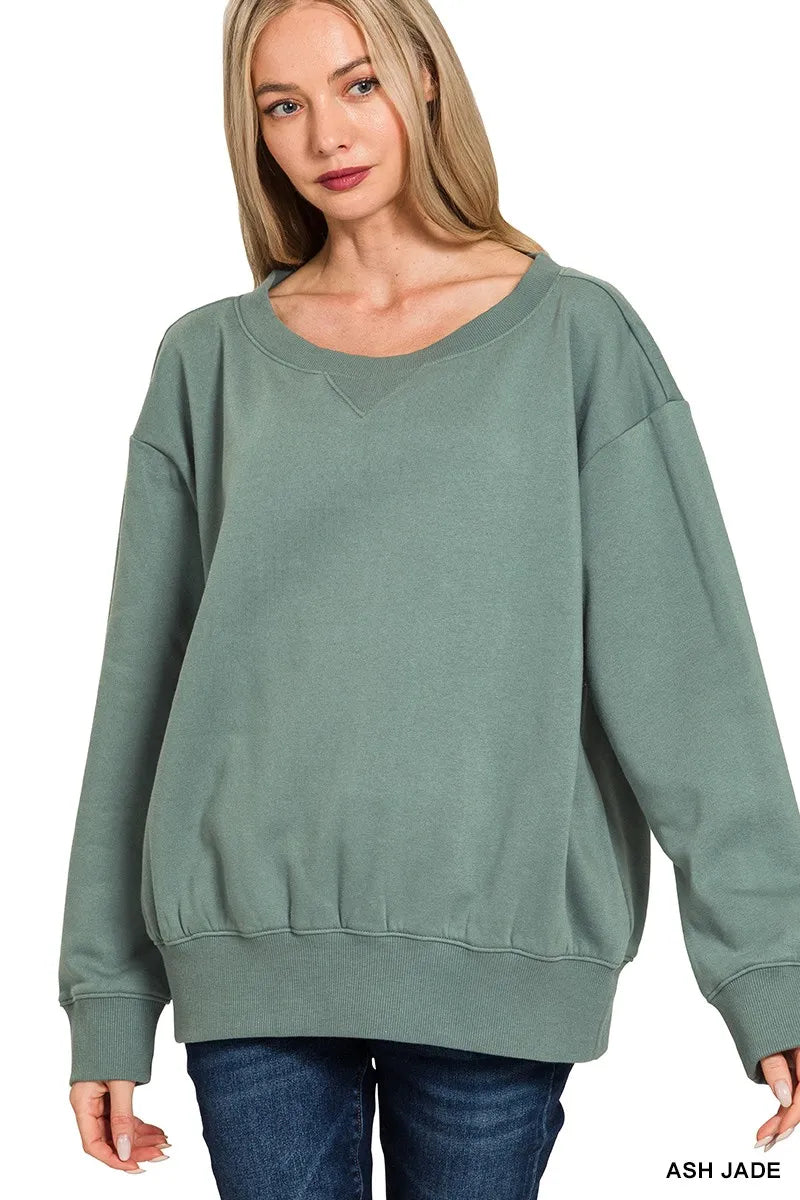 Fleece Boat Neck Sweatshirt