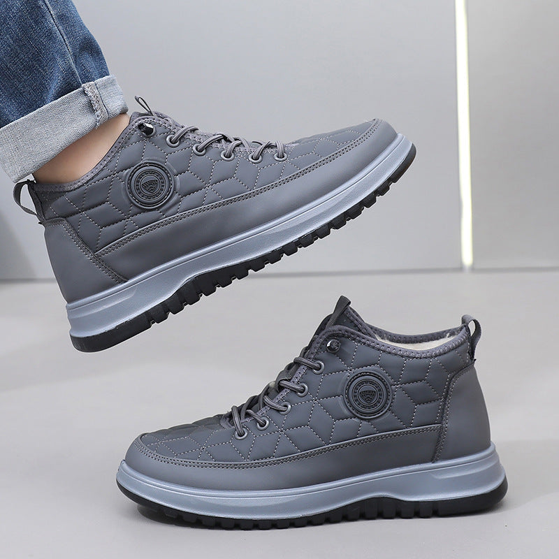 Men's Fleece-Lined Insulated Snow Boots – Lace-Up Casual Athletic Shoes