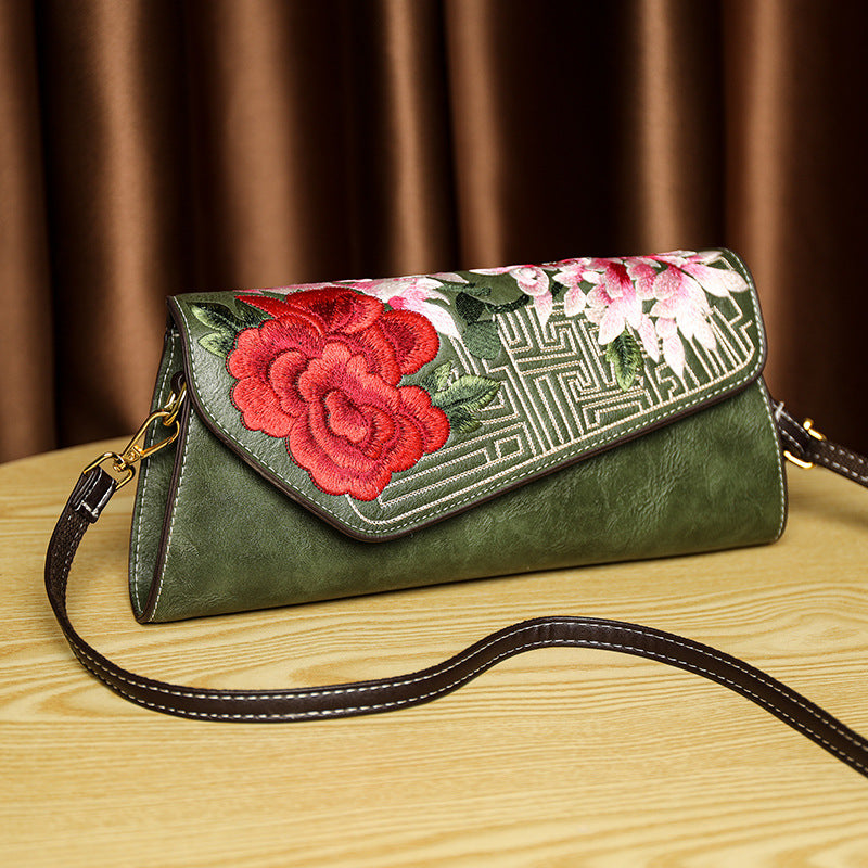 Chinese Floral Embroidered Shoulder Bag | Elegant Women's Handbag