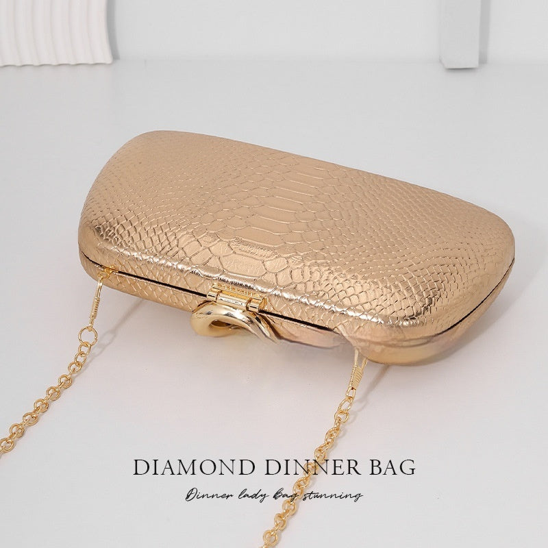 Snake-Print Evening Tote Bag - Elegant Chain Shoulder Handbag for Women