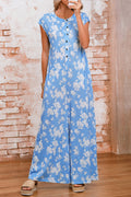 Myosotis Floral Print Sleeveless Wide Leg Jumpsuit