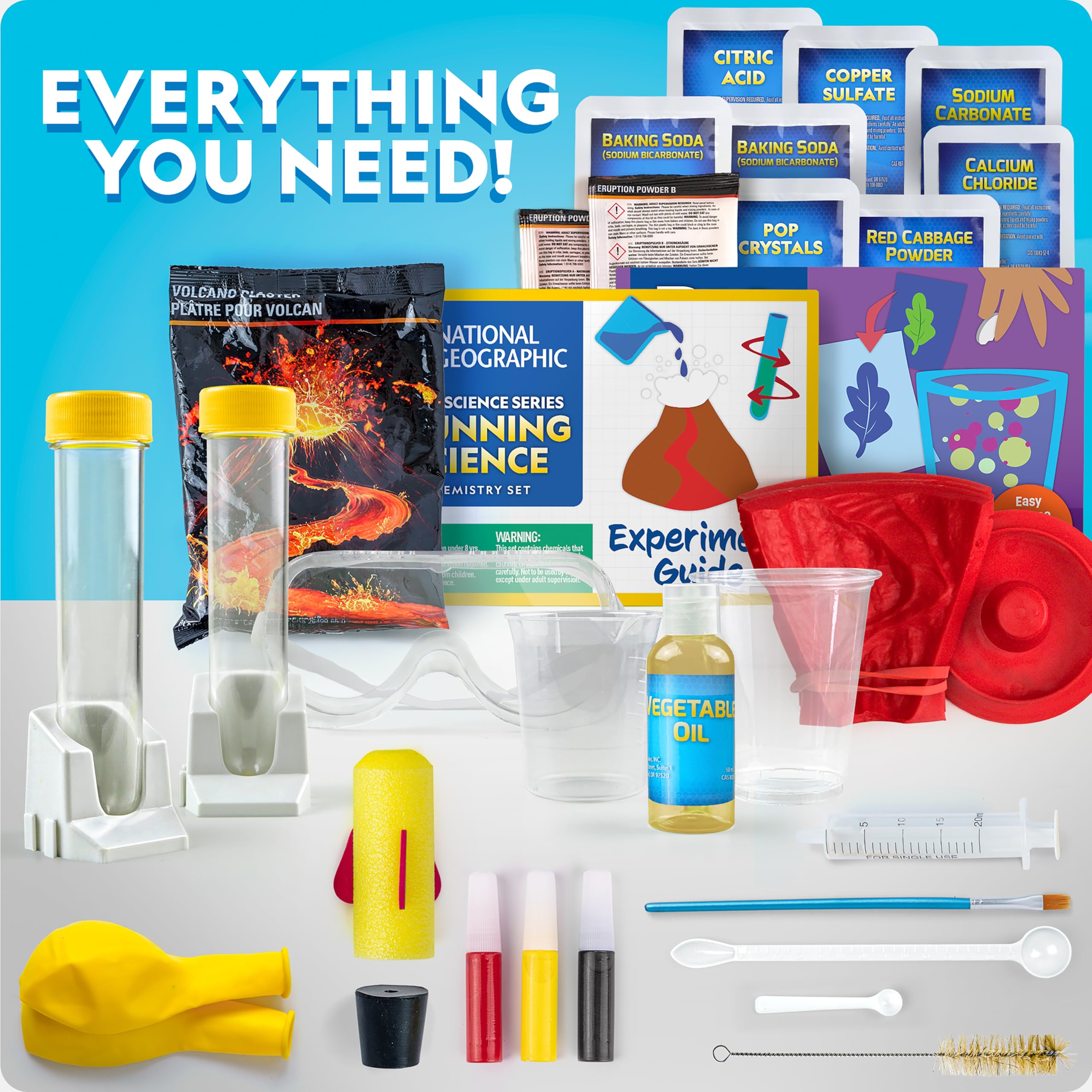 National Geographic Stunning Chemistry Set Mega Science Kit 45 Experiments Blue