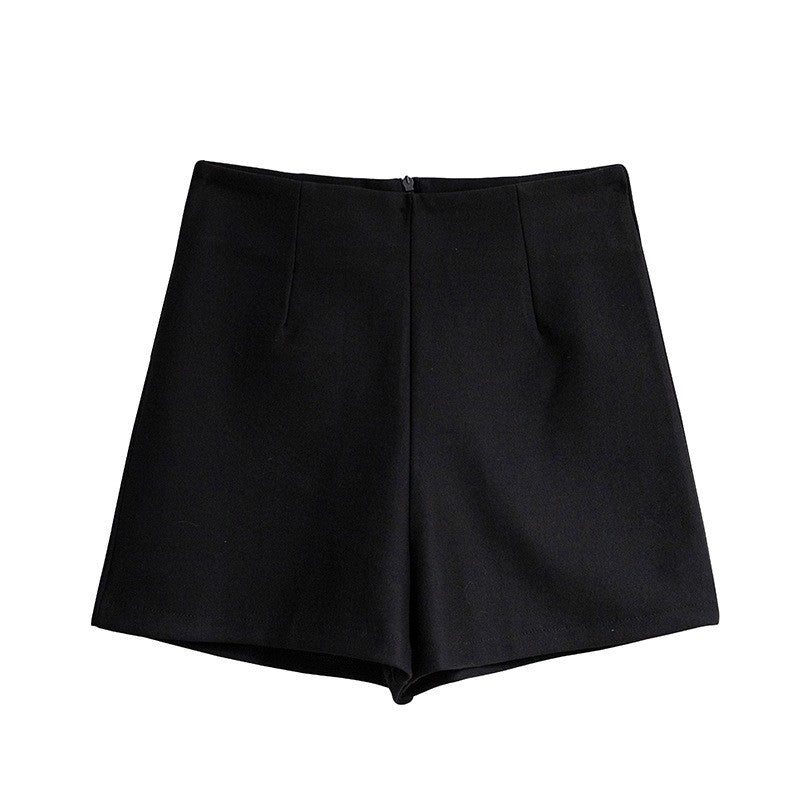 High-Waisted Solid Color Casual Shorts