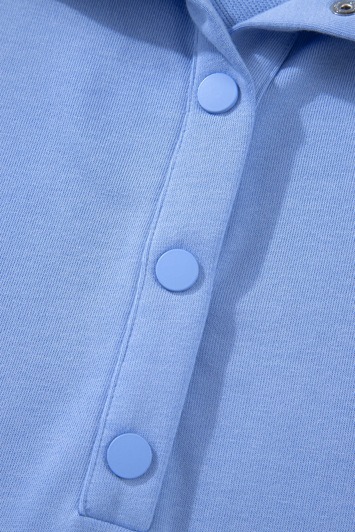 Beau Blue Plus Size Solid Scalloped Hem Button Neck Pullover Mini Dress