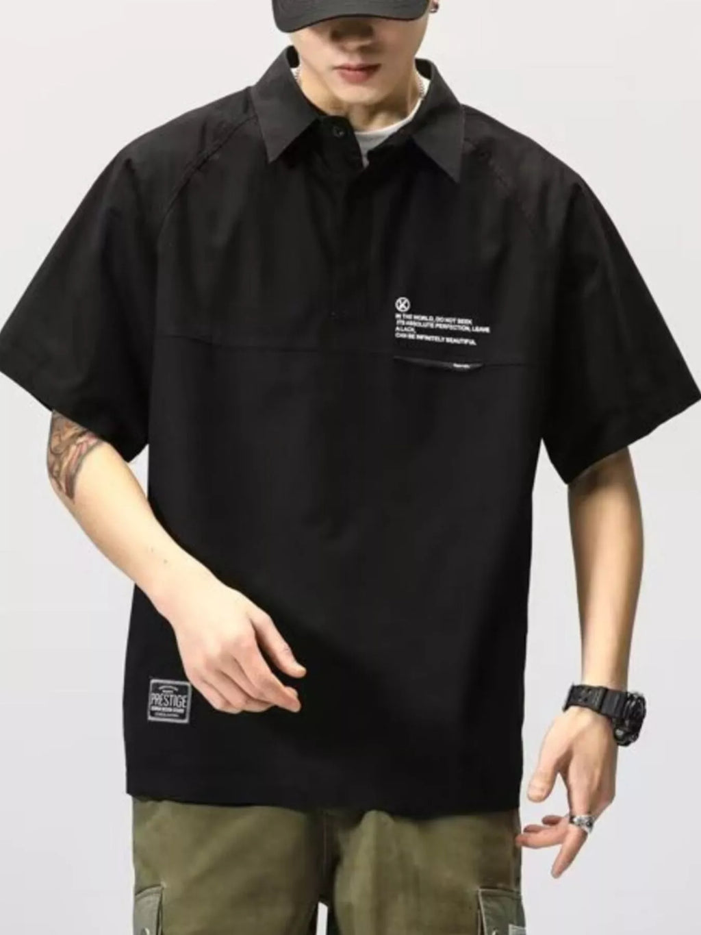 Men's Plus Size Button Detail Half Sleeve Polo