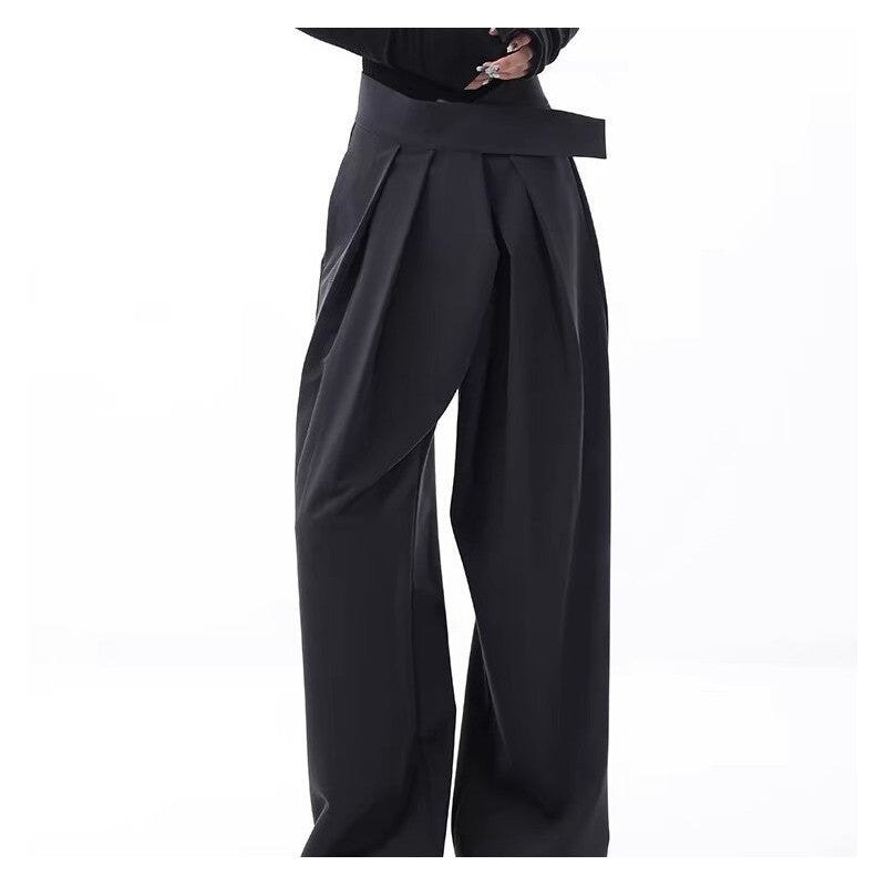 Draped Blazer and Wide-Leg Black Pants