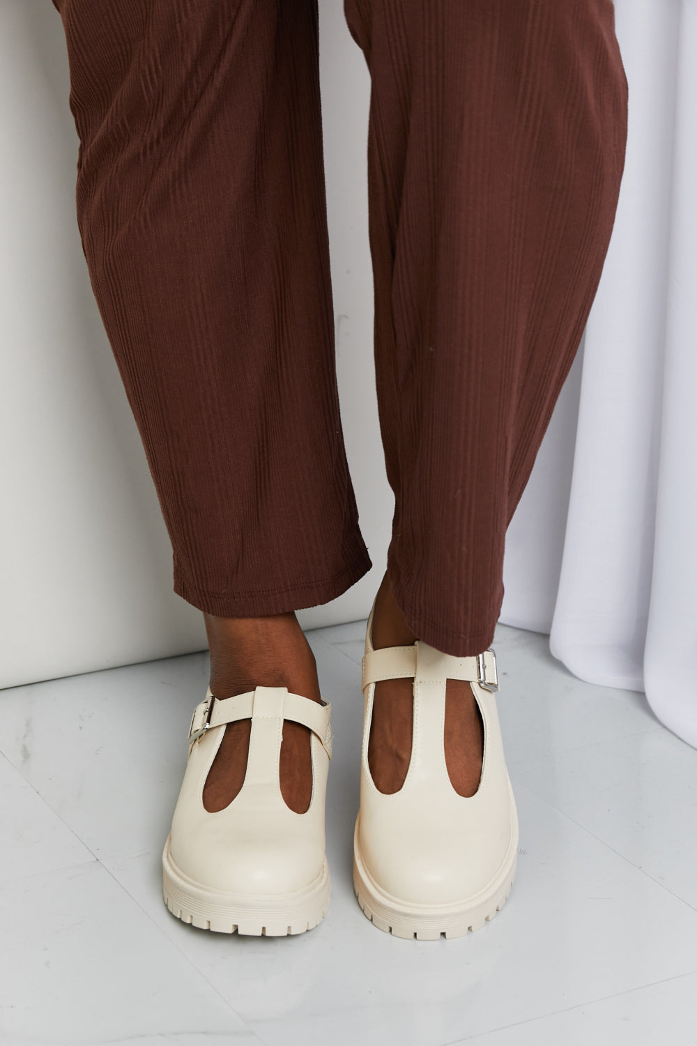 Faux Leather Platform Mary Janes