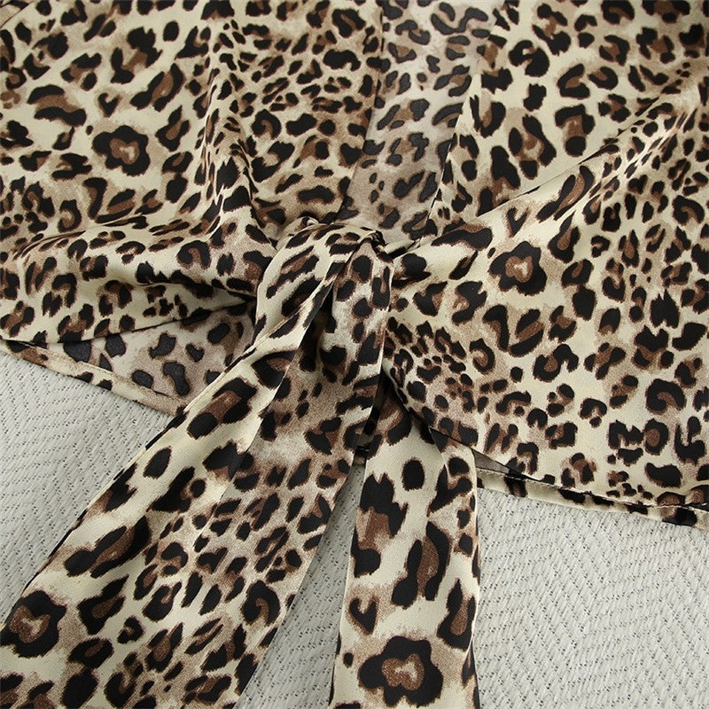 Leopard Print Relaxed-Fit Long Sleeve Lounge Set