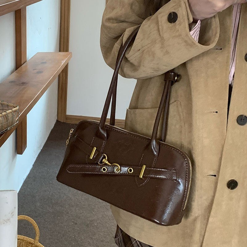 Women's Retro Shell Crossbody Bag - PU Leather Shoulder Bag with Phone Pocket