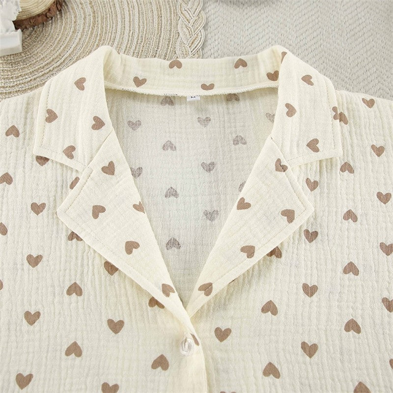 Floral Print Short Sleeve Shorts Pajama Set