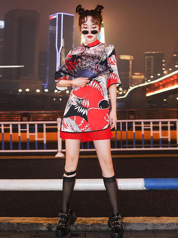 Vintage Artistic Retro Printes Short Cheongsams