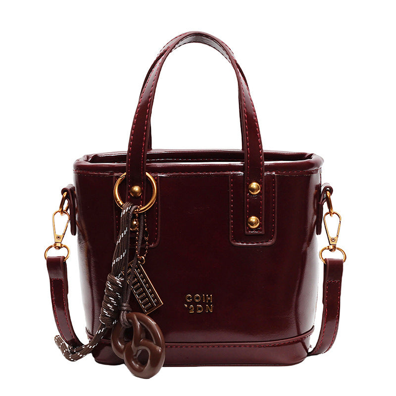 Women's Crossbody Bucket Bag - PU Leather Urban Minimalist Shoulder Bag with Adjustable Strap