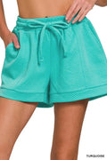 Textured Knit Jacquard Drawstring Shorts