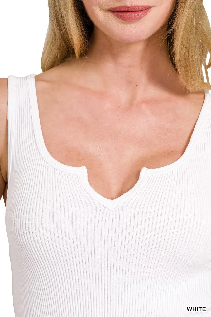 Seamless Split Neck Bra Tank Top
