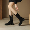 Women's Retro Western Chunky Heel Ankle Boots – Genuine Leather Side Zipper