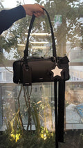 French Baguette Style PU Leather Underarm Tote Bag for Women - Elegant Horizontal Handbag with Lace Detail