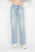 Full Size High Waist Straight Cargo Jeans
