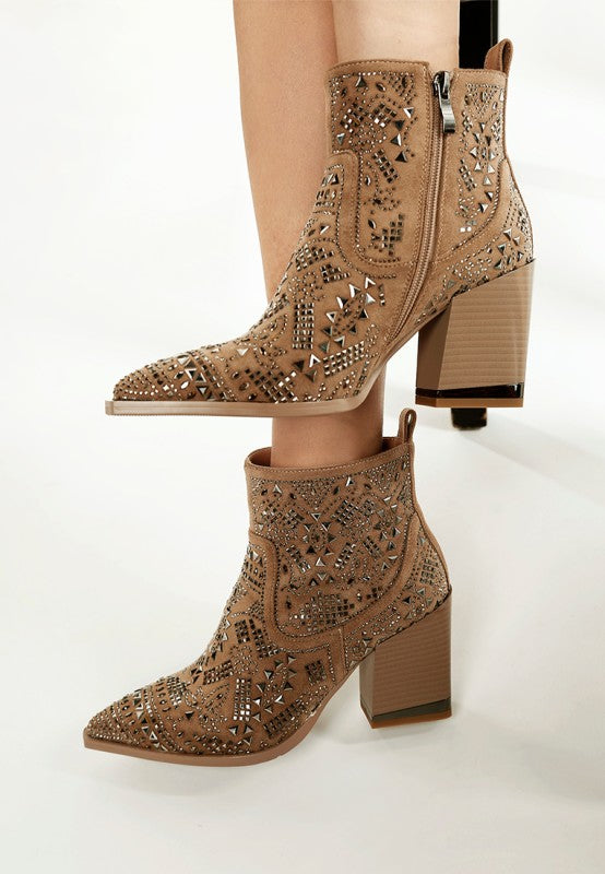 Omishi Stud Embellished Ankle Boots
