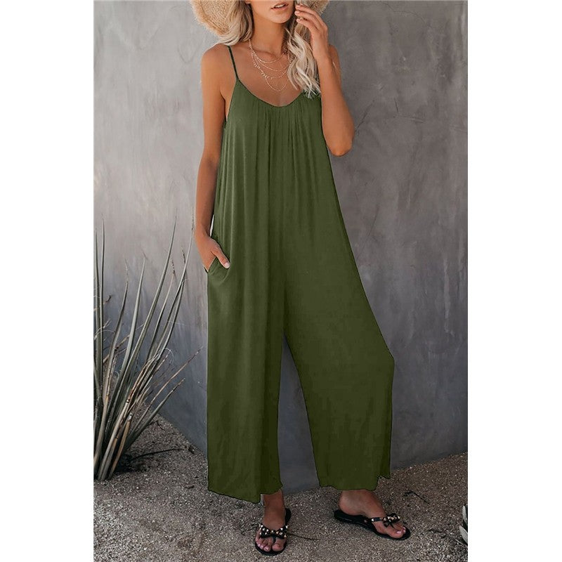 Spaghetti Strap Wide Leg Jumpsuit