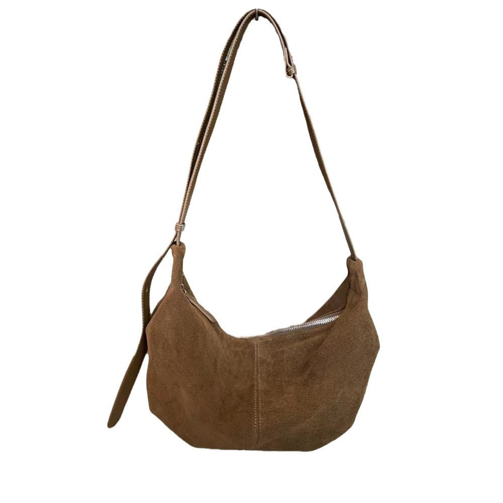 Women's Genuine Leather Crossbody Shoulder Bag - Elegant Dumpling Shape Handbag with Adjustable Strap