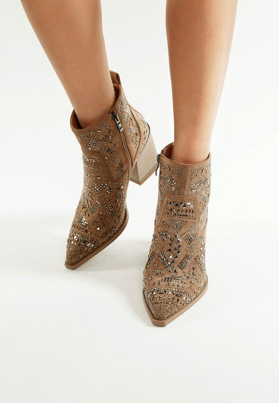 Omishi Stud Embellished Ankle Boots