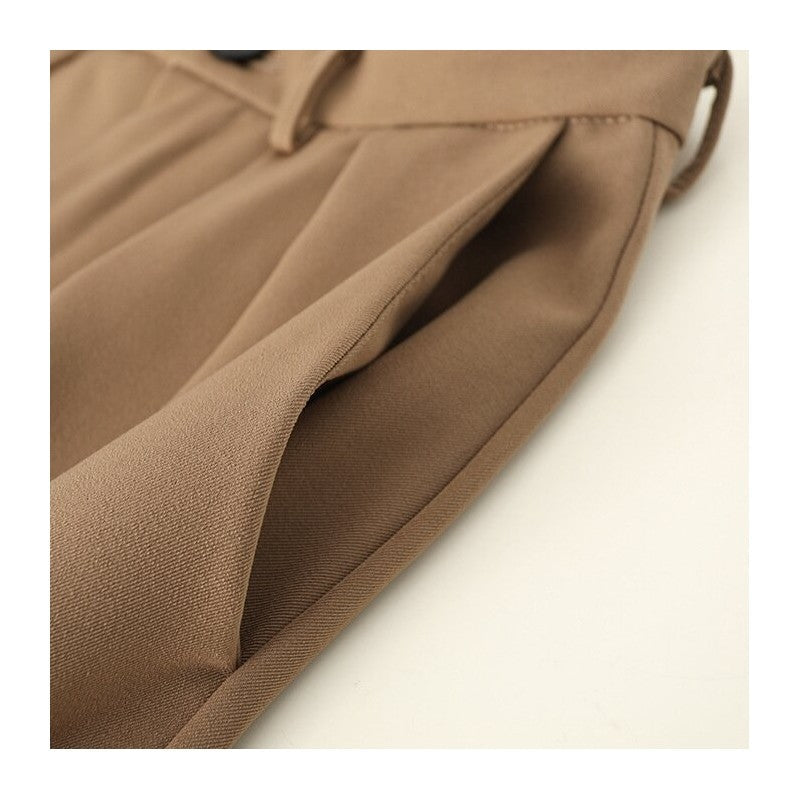 Wide-Leg Floor-Length Suit Trousers in Loose Solid Color