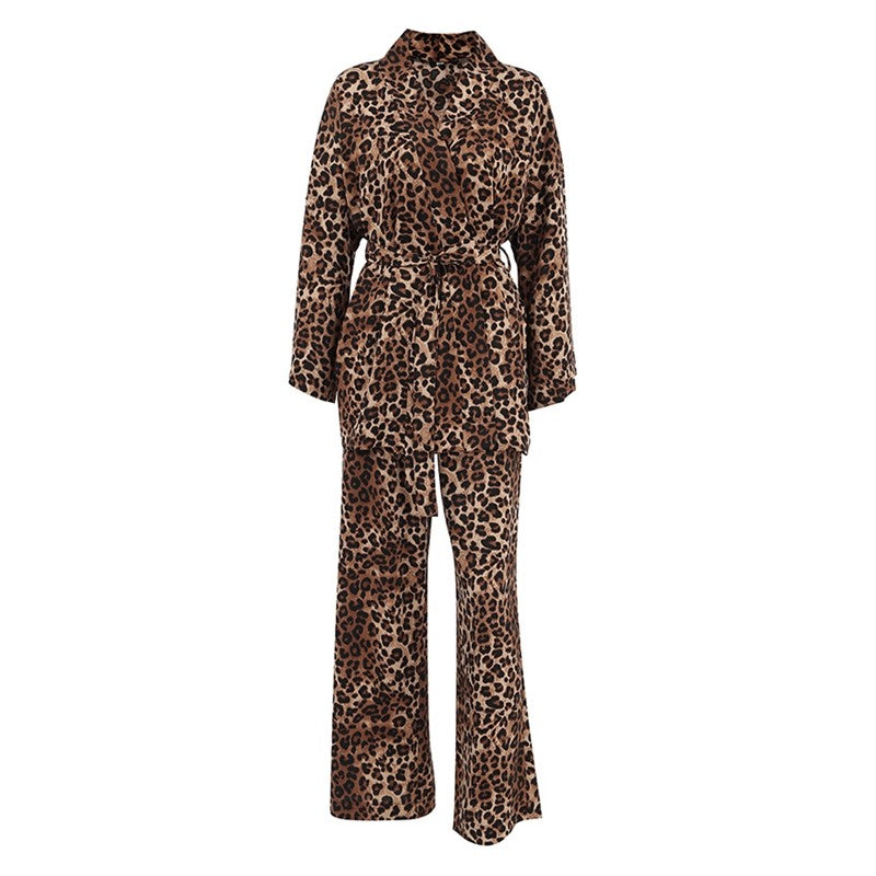 Leopard Print Long Sleeve Pajama Set