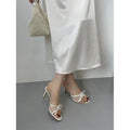 Women's Bow-Tie Mesh High-Heel Slide Sandals - Open-Toe Fashion Heels