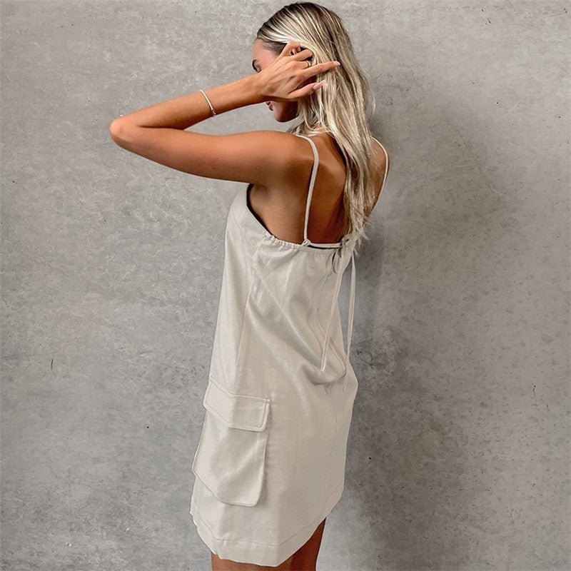 Relaxed-Fit Solid Color Halter Neck Nightdress