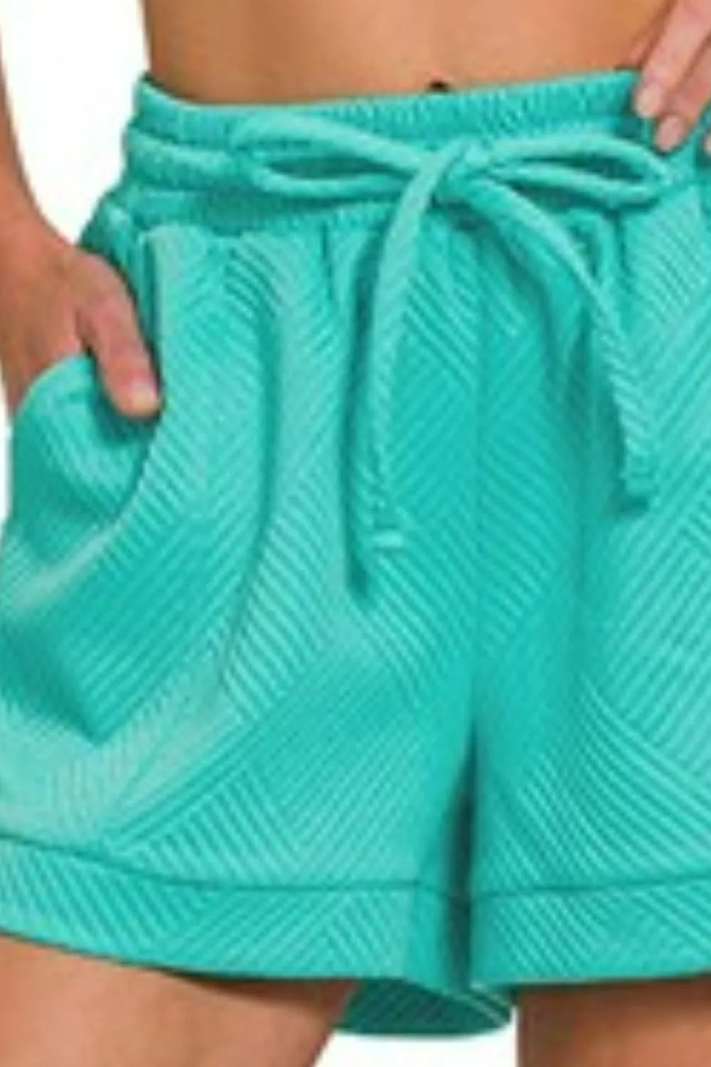 Textured Knit Jacquard Drawstring Shorts