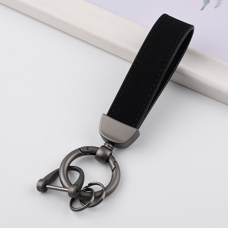 Solid Color Metal Leather Keychain Fashion Accessory