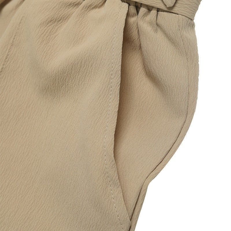 Elastic Waist Solid Color Long Pants