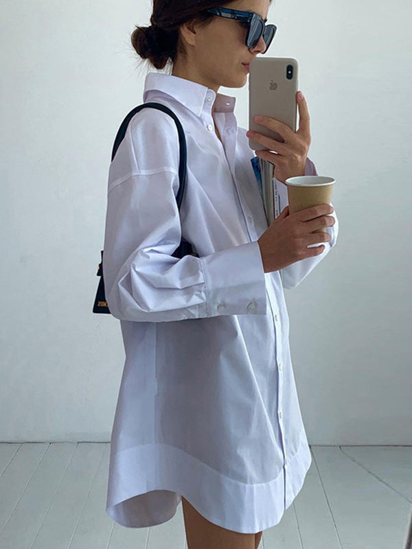 Casual Chic Oversized Long Sleeve Shirt Dress