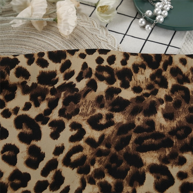 Leopard Print Tie-Waist Robe and Pants Ensemble