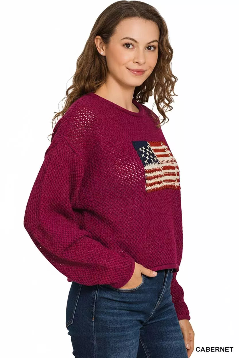 American Flag Crew Neck Sweater