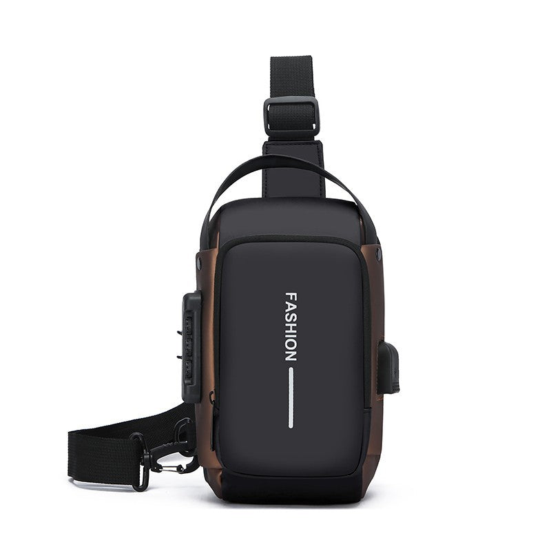 Men's Waterproof Crossbody Chest Bag with USB Charging Port - Anti-Theft Sling Shoulder Bag