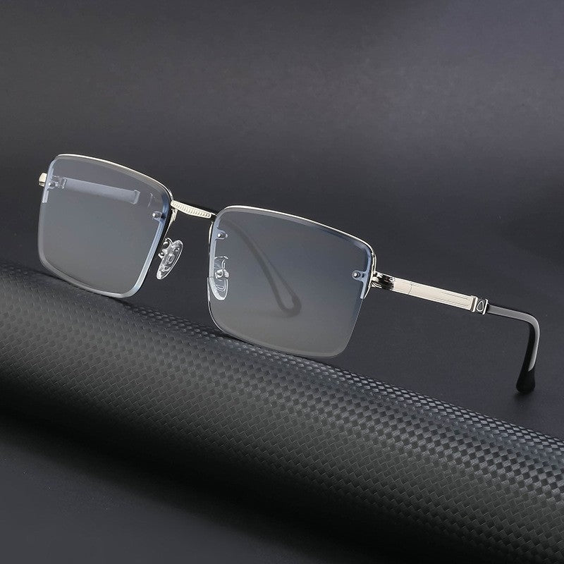 Fashion Half-Frame Diamond Cut Edge Sunglasses
