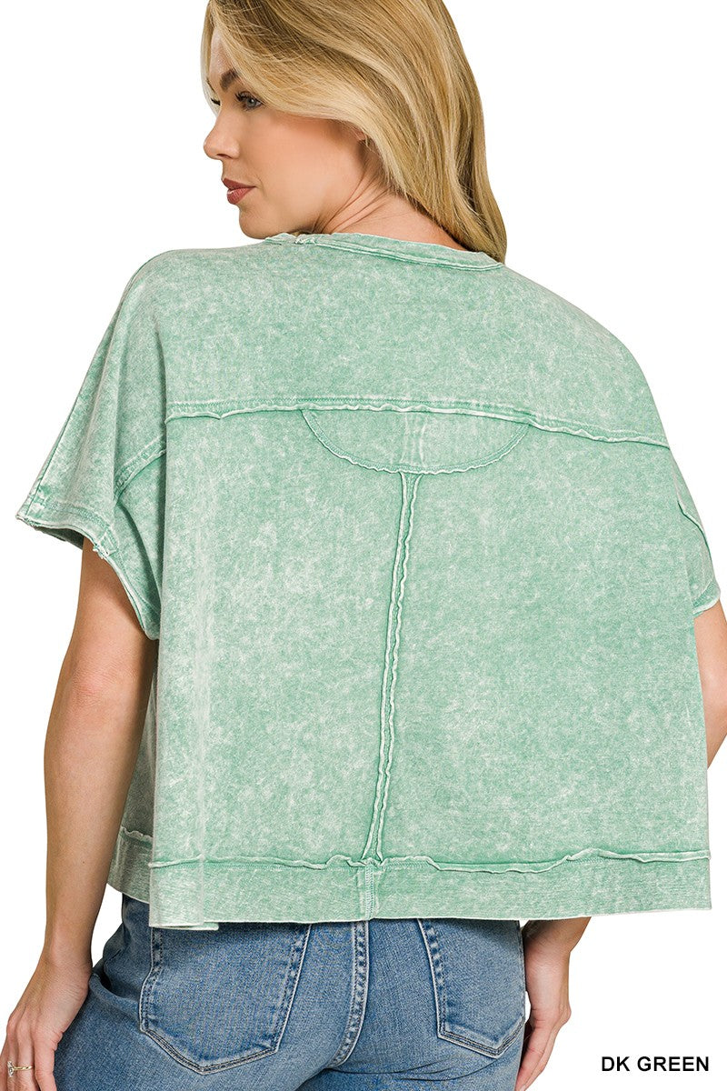 Zenana Halo Washed Oversized Top