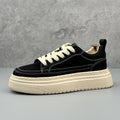 Men's Minimalist Chunky Sole Casual Sneakers | Microfiber Leather Lace-Up Shoes
