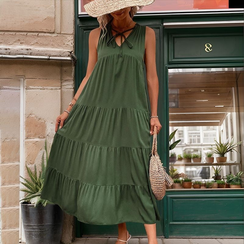 Loose-Fit Sleeveless Maxi Dress in Solid Color