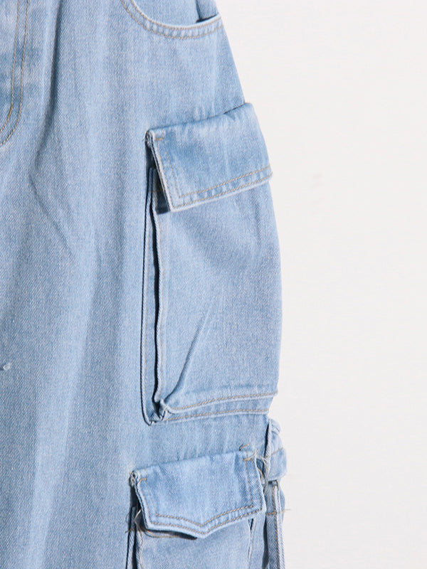 High Waisted Loose Buckle Split-Back Split-Joint Streamer Zipper Skirts