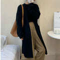 Loose Fit Solid Color Mid-Length Knit Cardigan Coat