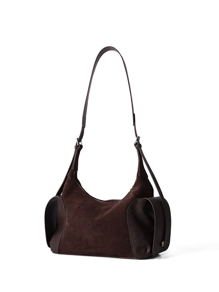 Vintage Boston Bag - Genuine Frosted Cowhide Leather Shoulder Bag with Large Capacity