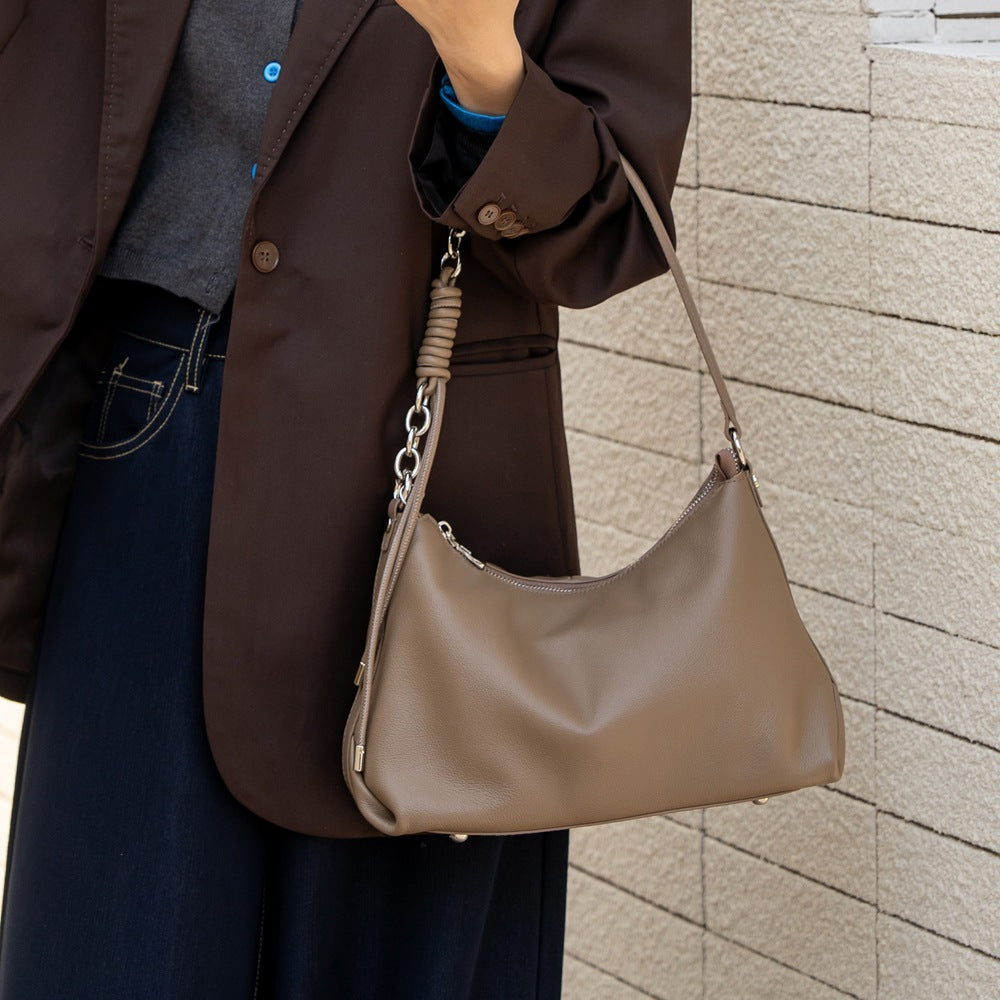 Women's Genuine Leather Crossbody Bag – Natural Cowhide Shoulder Bag