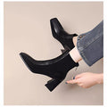 Women's Chunky Heel Side Zipper Ankle Boots – Square Toe Suede Block Heel