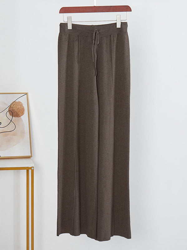 Urban Loose Wide Leg Drawstring Solid Color Pants