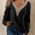 Loose Fit V-Neck Solid Color Knit Sweater