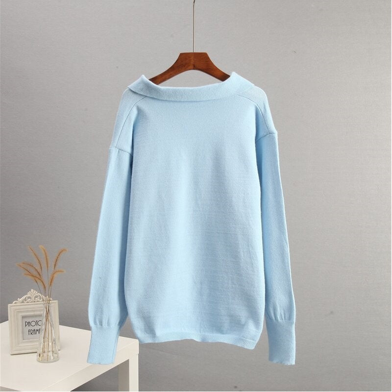 Solid Knit Sweater and Wide Leg Pants Set